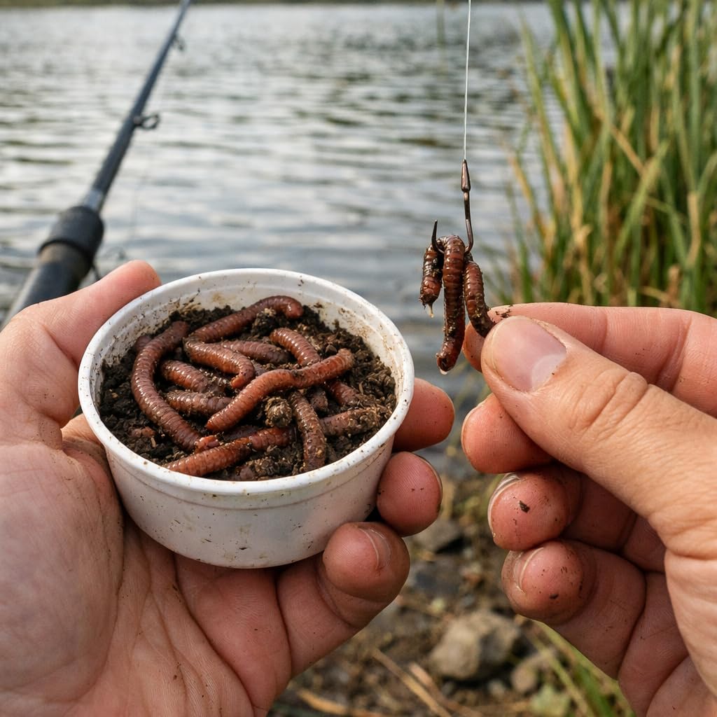 Feeders & more | Kanadische Tauwürmer | 480 Stück | lebender Angelköder | extra groß & aktiv | naturbelassen | Forellen-, Hecht- & Karpfenköder | Gute Haltbarkeit durch Lieferung in Styrobox