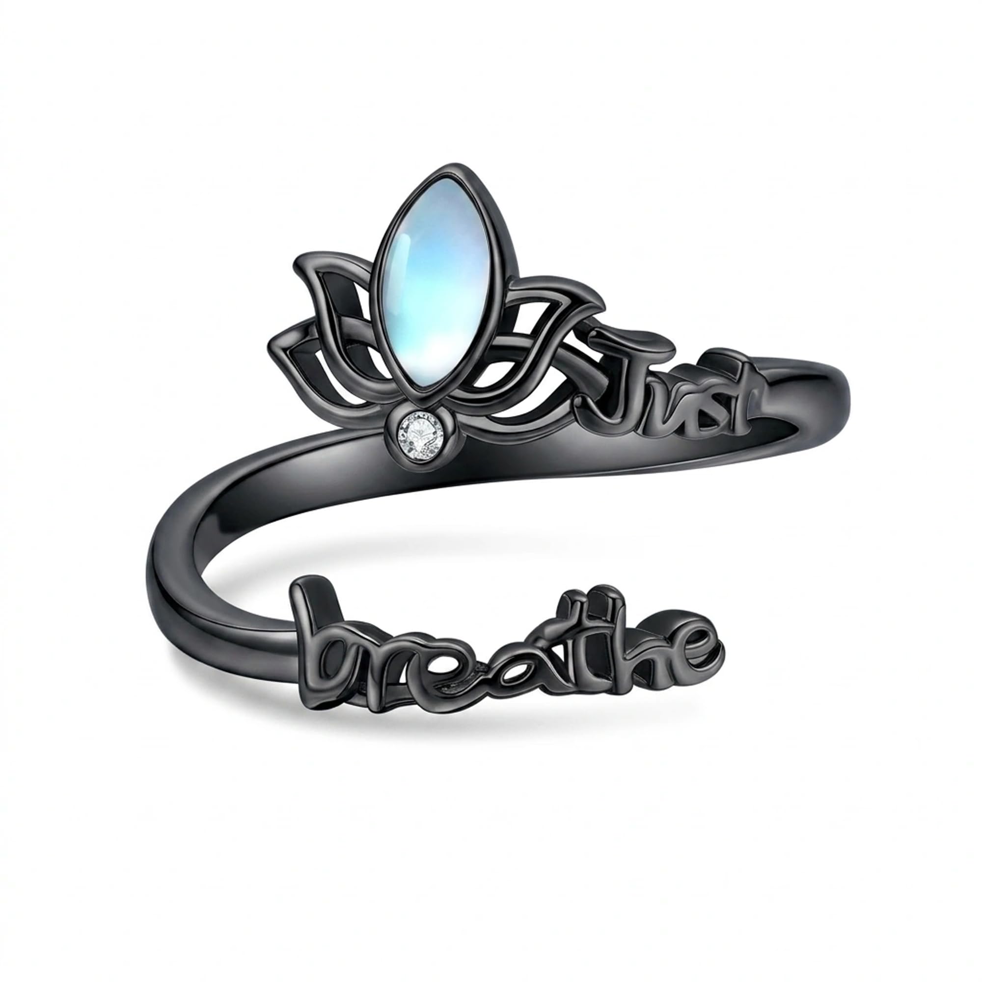 DAYLINLOVE Atme Einfach Ring 925er Sterling Silber Lotus Mondstein/Türkis/Semikolon Amethyst Opal Verstellbarer Daumen Ring Angst Psychische Gesundheit Bewusstsein Schmuckgeschenke für Damen Mama Oma