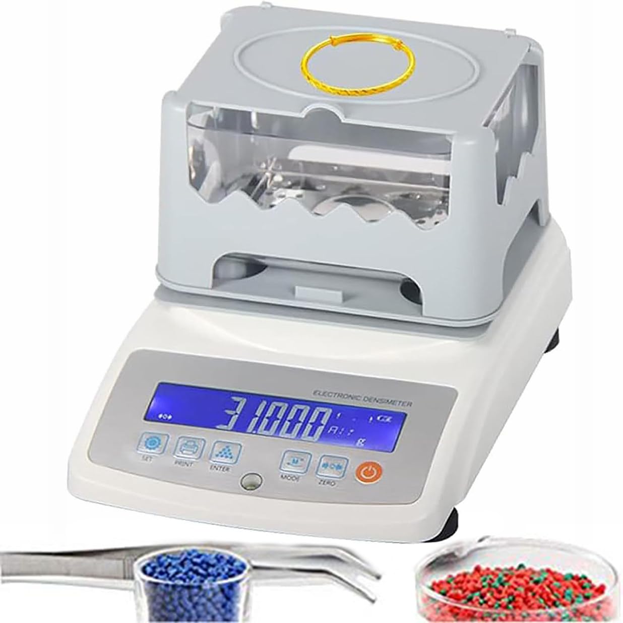 Solid Density Meter, High-Precision Metal Purity Analyzer, Density range: 0.001~99.999g/cm3, Rubber Plastic Density Detector Hydrometer for Industrial Lab,1200A