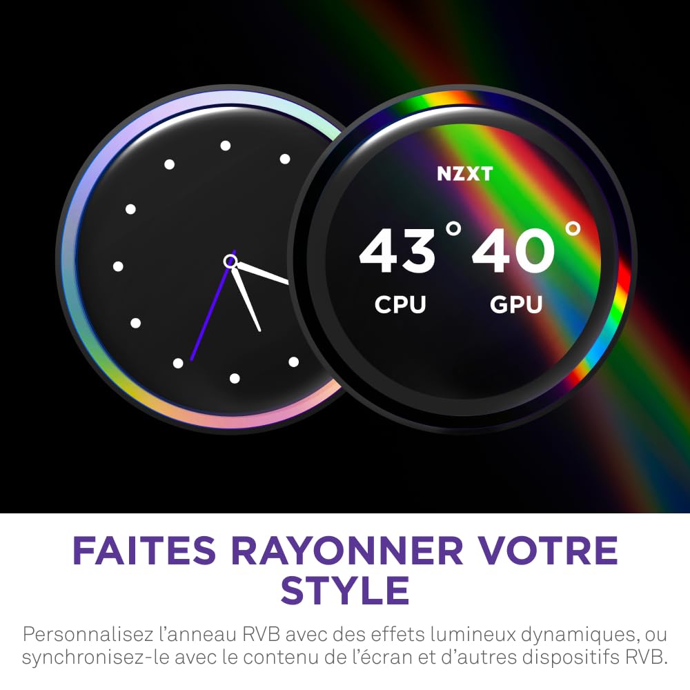 NZXT Kraken Elite 240 RGB - Refroidisseur CPU AIO 240mm, LCD - Noir