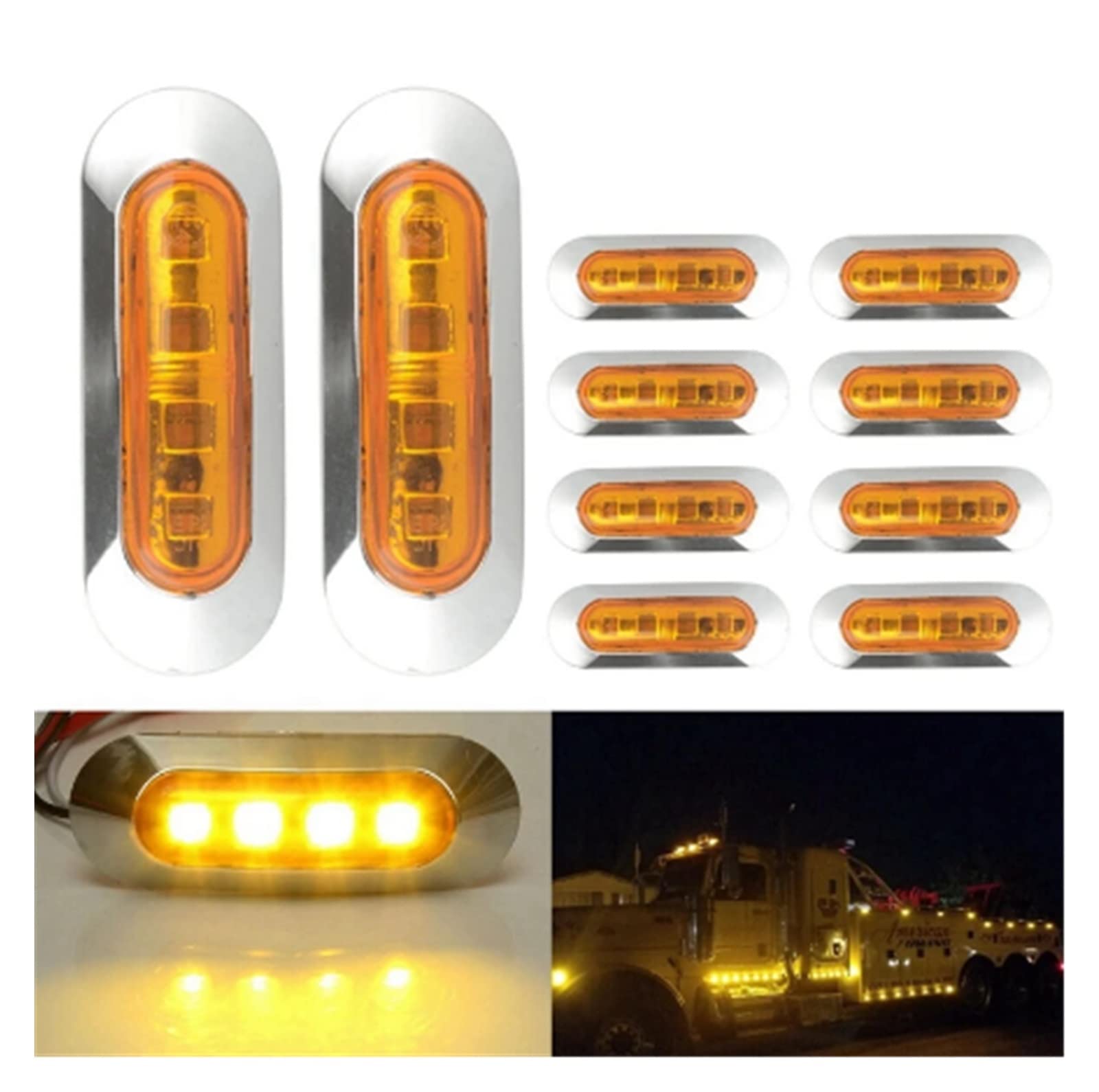 Luz de freno/lámpara 10 Luces - Ámbar De Posición Lateral 4 Luces - Para Remolque Camión Caravana 12 V-24 V