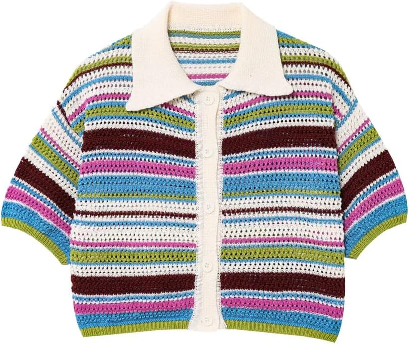 Women's Solid Color Casual Lapel Bohemian Striped Knitted Suit