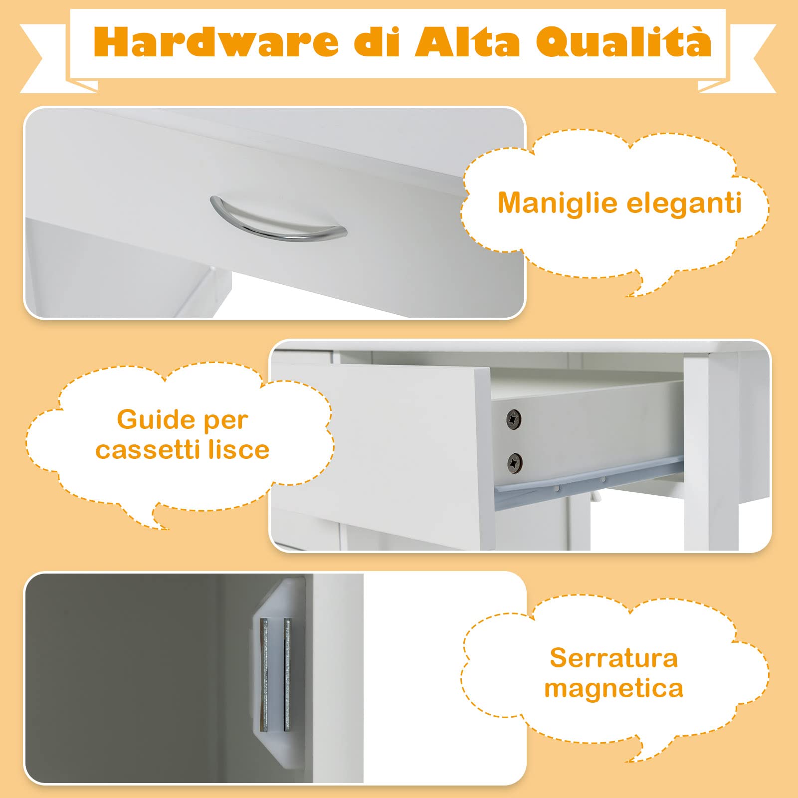 COSTWAY Set di Scrivania e Sedia per Bambini, Scrivania per Bambini con Cassetto e Armadietti, Ideale per Camera da Letto Sala Studio, 90,5 x 46 x 81 cm (bianco)