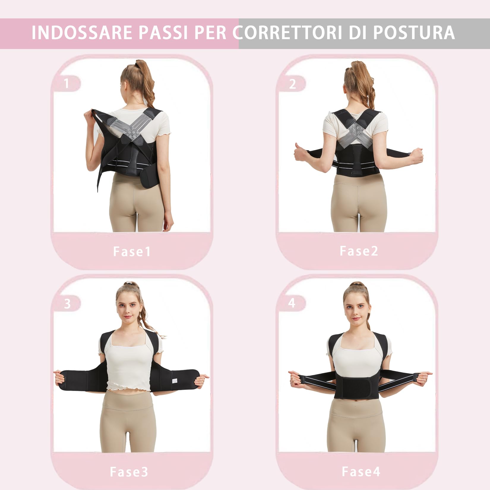 BraceTop Busto Correttore Posturale Spalle, Fascia Schiena Lombare Supporto Dritta Schiena Postura Traspirante, Regolabile Uomo Donna Raddrizza Spalla(XXXL)