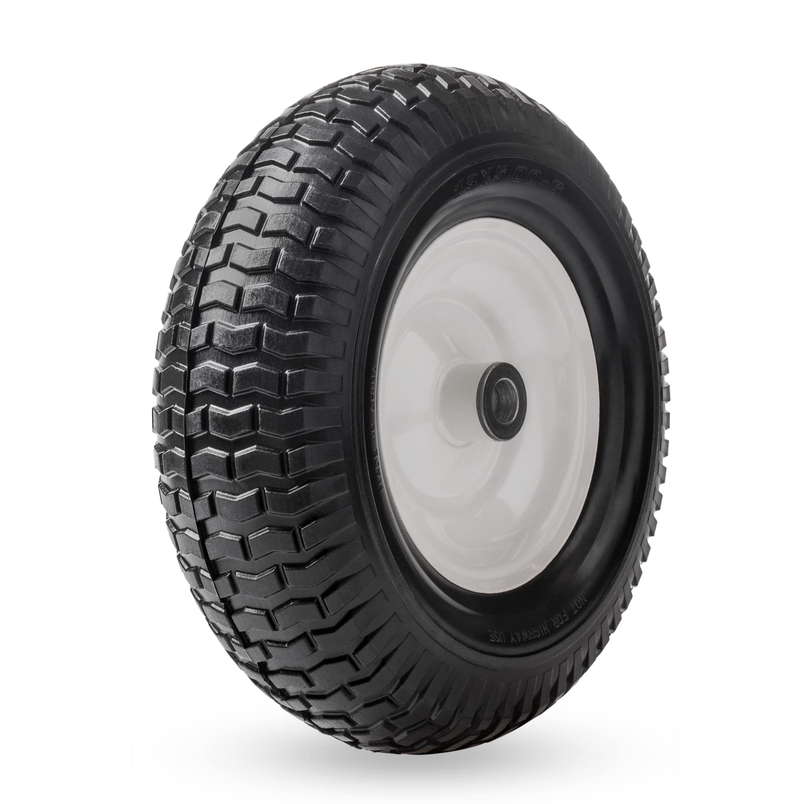 13" 5.00-6 Flat Free Solid Polyurethane Tire and Wheel Replacement, 1 Pack PU Airless Tire with 3/4" Bearings 3" Centered Hub for Wheelbarrow/Golf Car/Turf Equipment/Utility Vehicles, 1 Pc