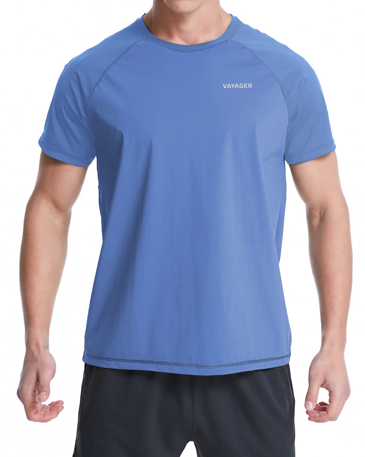 VAYAGER Camiseta de Natación de Manga UPF 50+ Corta para Hombre Secado Rápido Protección UV Solar Rendimiento al Aire Libre