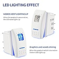 Vista 3 de Interruptor basculante blanco de 5 pines, luz LED azul de encendidoapagado, 20A12V, 10A24V, interruptor de palanca con cables de puente