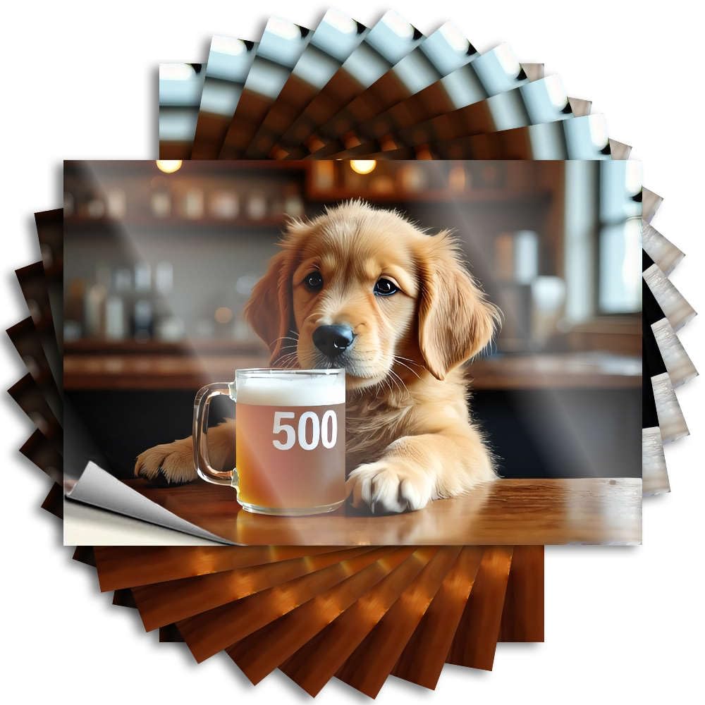 Fzfn Colour A Puppy With A Mug Of Beer Labeled 500." Neutral Sticker | Entry Way Decoration Waterproof Vinyl Window Humor Removable Decal Peel Stick(6X9cm)