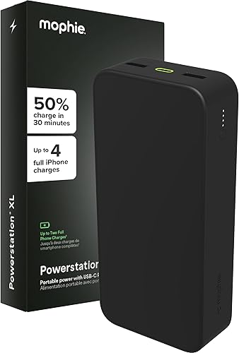 mophie Powerstation XL Power Bank 2023-20,000 mAh Batería interna grande, (2) puertos USB-A y (1) puerto de entradasalida de carga rápida USB-C PD