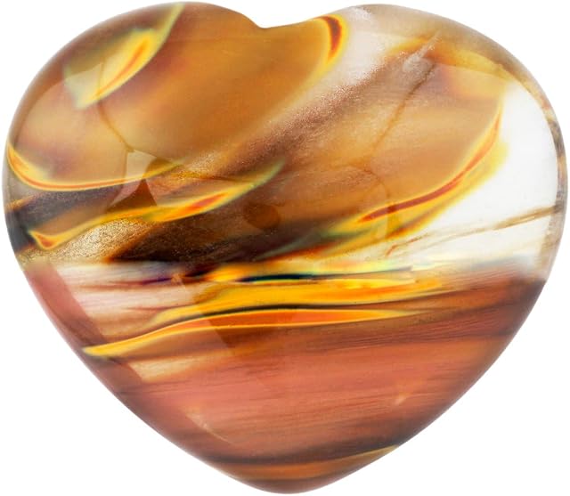 Nupuyai Volcano Cherry Quartz Heart Palm Worry Stone for Chakra Reiki, Healing Crystal Love Stone for Home Decoration 45mm