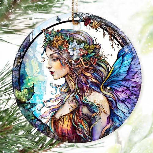 Dodosky Colorful Ceramic Fairy Christmas Ornament, Fairy Ornaments for Christmas ...