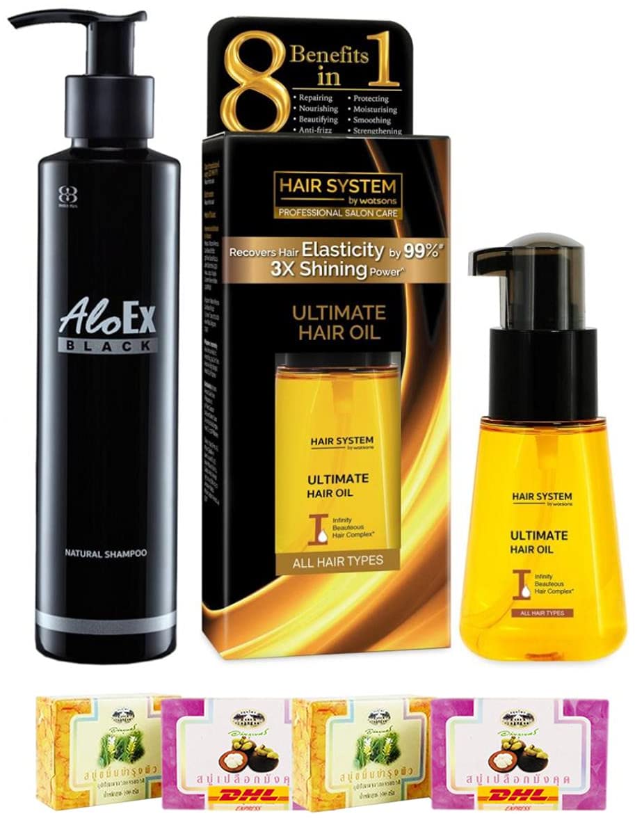 Set A30 Aloex Black Shampoo 200ml Nourish Hair Hair System