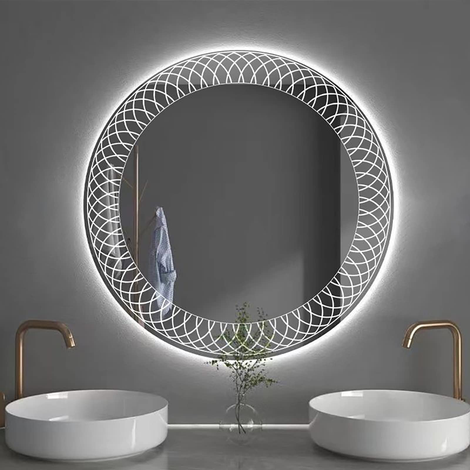 Miroir LED salle de bain désembuage fini la buée avec ce grand miroir rond 50cm