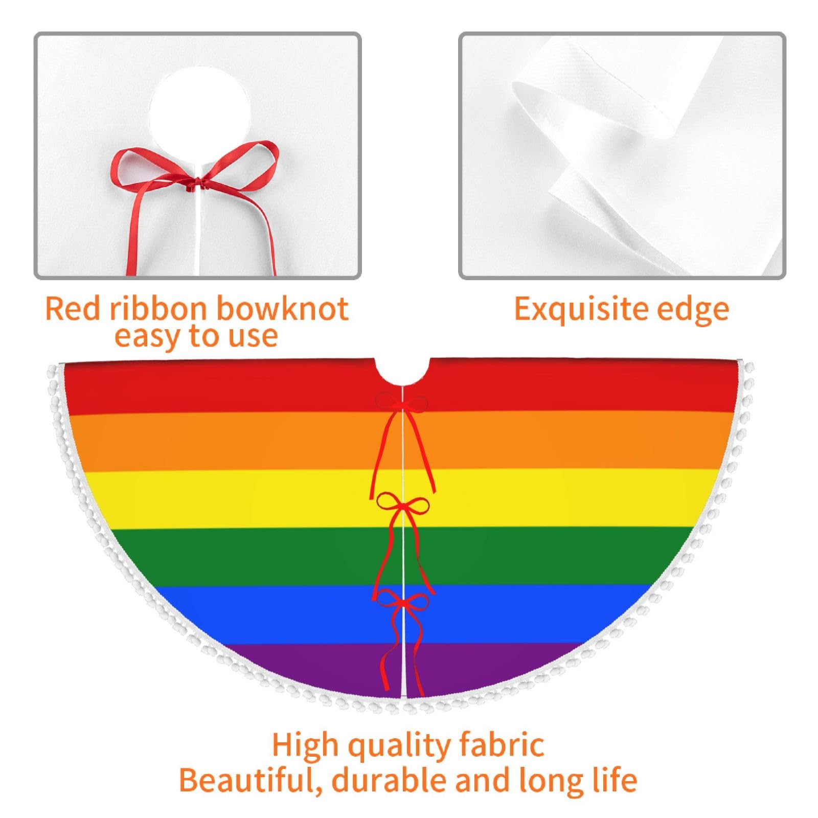 Gonna per albero di Natale con stampa arcobaleno per feste di Capodanno, decorazione per interni ed esterni