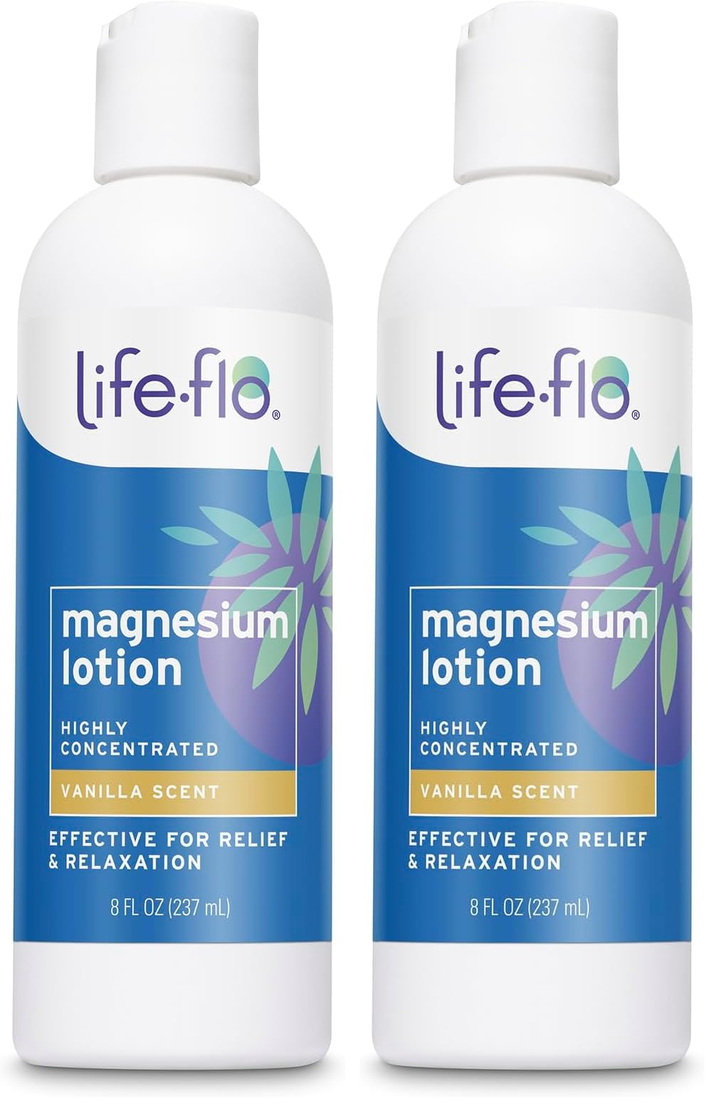 Life-flo Magnesium Lotion, Vanilla Scent - Relief and Relaxation with Magnesium Chloride from The Zechstein Seabed - Dermatologist Tested, Hypoallergenic, 60-Day Guarantee, Not Tested on Animals, 8oz