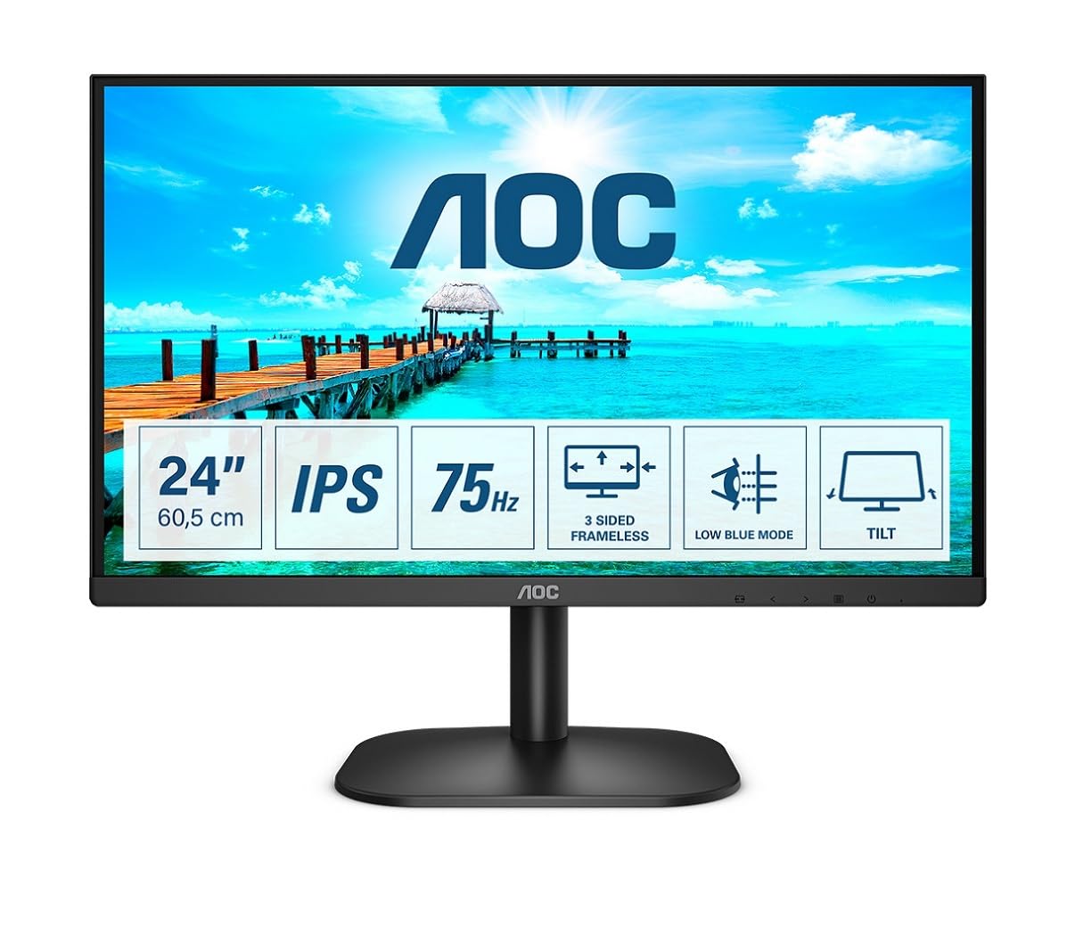 AOC B2 24B2XD LED display 60.5 cm (23.8) 1920 x 1080 pixels Full HD Black