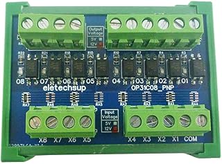 Eletechsup 8CH PLC Digital Switch IO Isolation Protection Board 3.3V 5V Logic Level Converter PNP Wet Contact (1 x in 3-8V Out 9-24V PNP with Box)