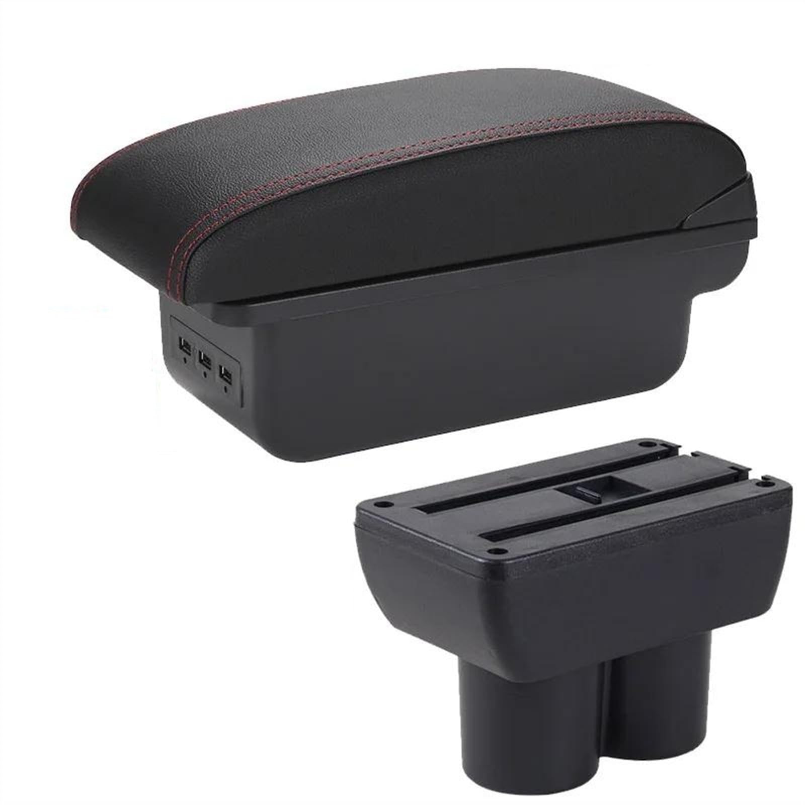 NMJLQW Storage Rack Car Modification Interior Accessories Car Seat Armrest Box Storage Box For Jimny JB23 JB43 1999-2017(B1 Black red 3USB)