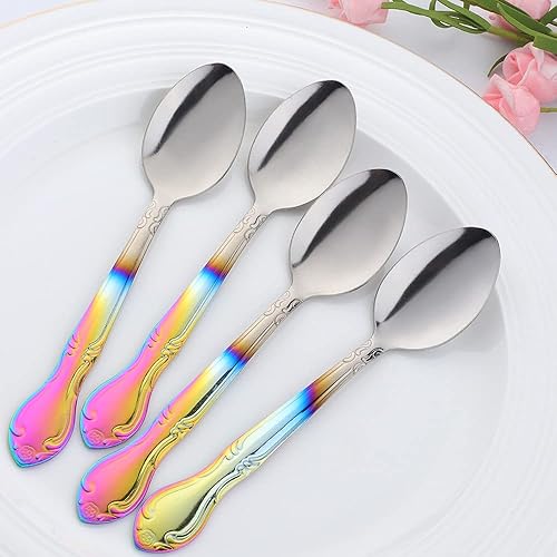 Miniatura 356 de Juego de 12 cucharas de café, mini cucharas de café, cucharas de espresso de acero inoxidable, cucharas pequeñas para postre, té, aperitivo, 4.6