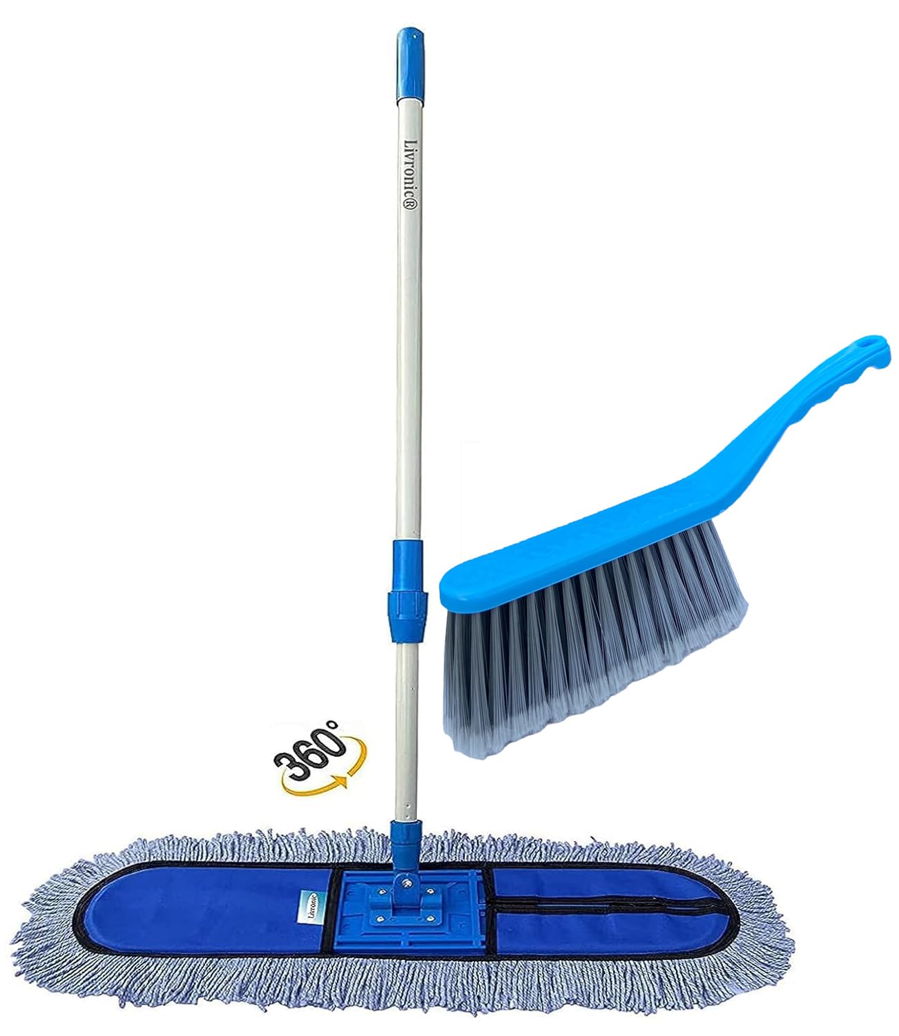 KUROXO® Cotton Pad Wet and Dry Cotton pad Flat Floor Mop 67x14x5 (18-Inch) | Easy to Use Floor Cleaning Mop | Home | Office | Hotels | Hospitals (18 INCH WITH C BLUE SOFA BRUSH) (B09YTZ5BHK) Amazon Price History, Amazon Price Tracker