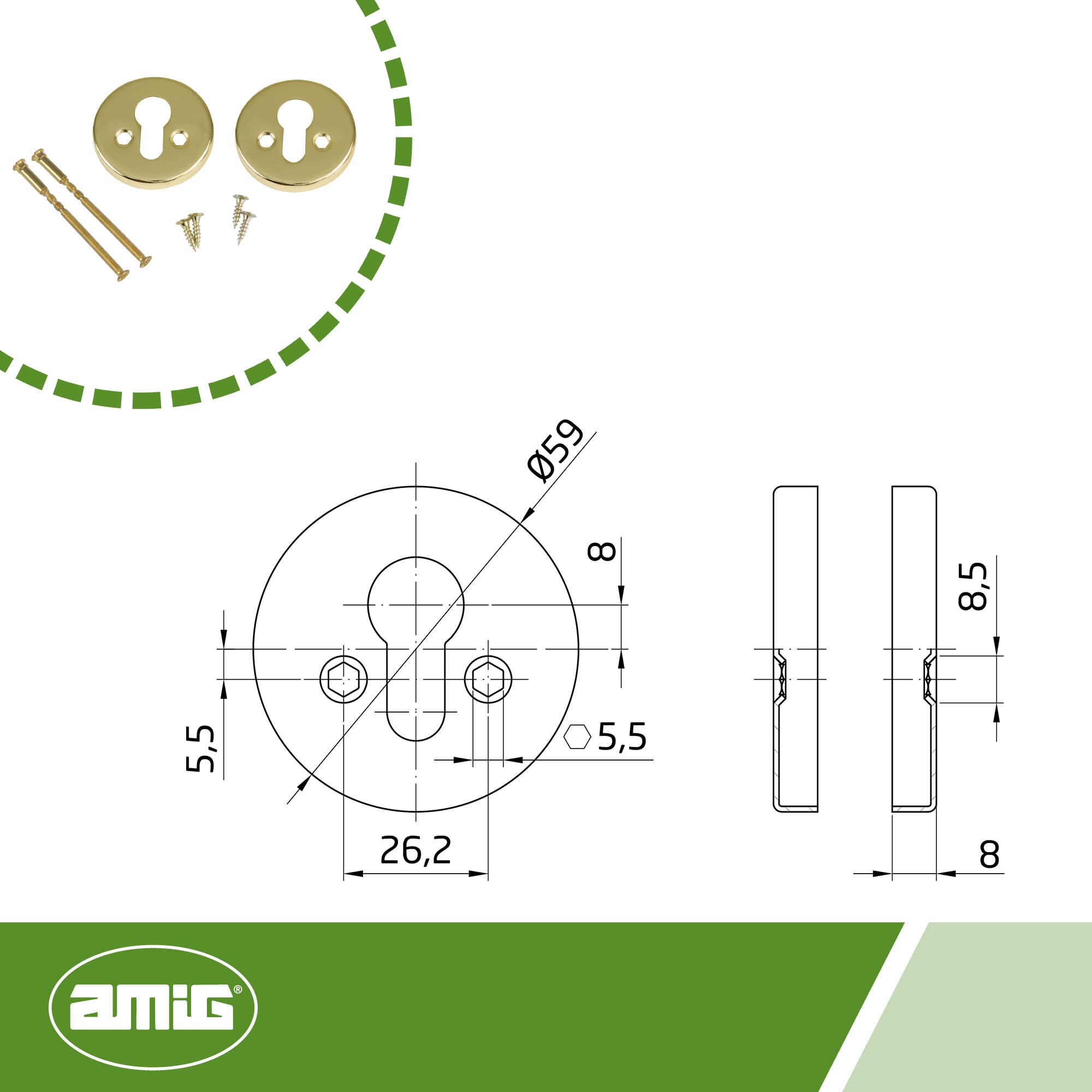 Amig, Rundes Schlüssel-Set für Schlösser mit Europrofil-Zylindern, Mod. 25 AT, diameter 59 mm - Image 3