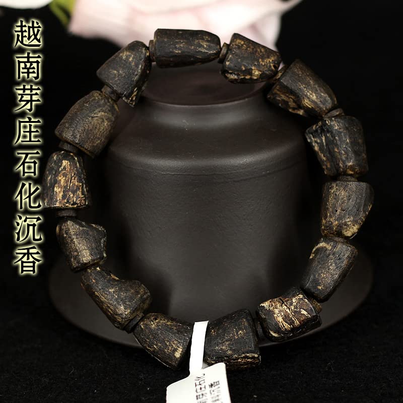 Amazon.com: 越南芽庄沉香石化随型老料手串男士佛珠木质手链木珠檀香