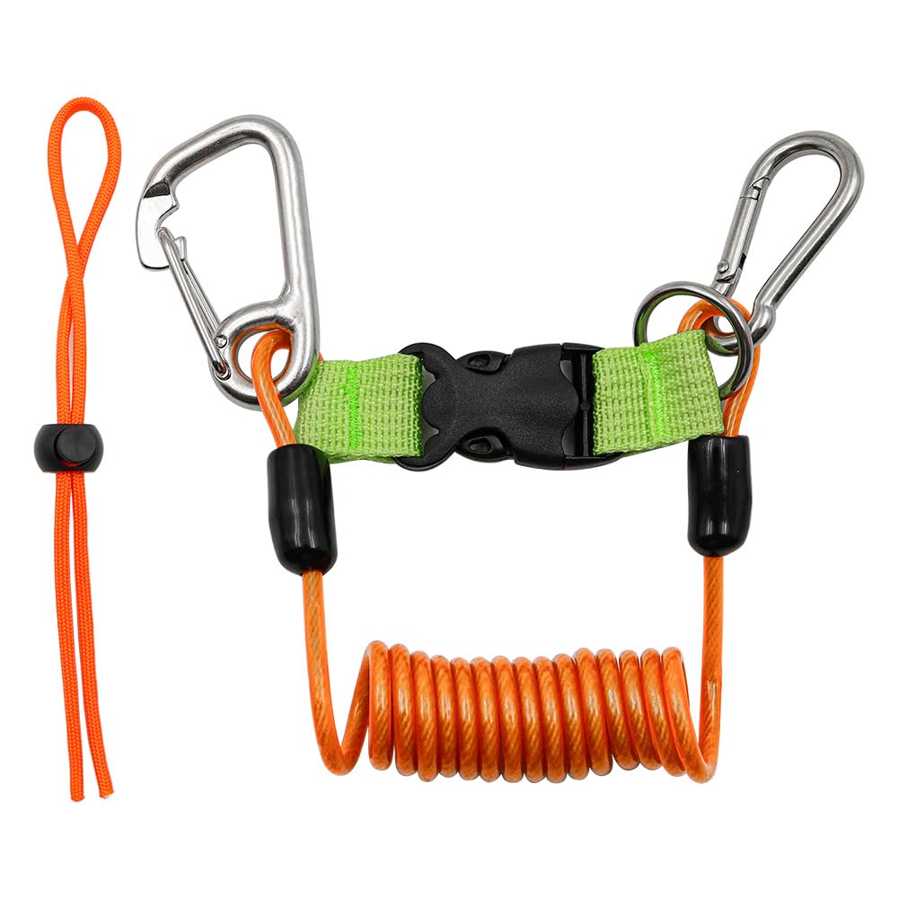 Cuerda de resorte de acero inoxidable retráctil y anticaída para luces de buceo y cámaras