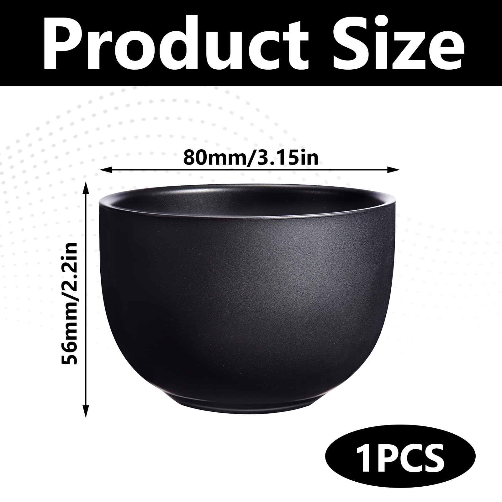 Ciotola per rasatura, acciaio inox, nero, classica, 5,6 x 8 cm, per rasatura a umido