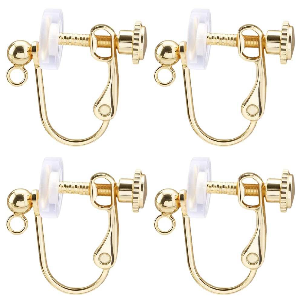 Beebeecraft 1 Box 20Pcs Clip-on Earring Findings 18K Gold Plated 316 Stainless Steel Screw Clip-on Earring Converter Non Pierced Earring Clips with Silicone Pads for Jewellery Making