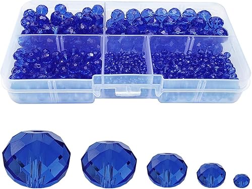 Cuentas de vidrio Rondelle de aguamarina de 0.039 a 0.394 pulgadas para hacer joyas, 710 piezas de cuentas espaciadoras de crytal en forma de