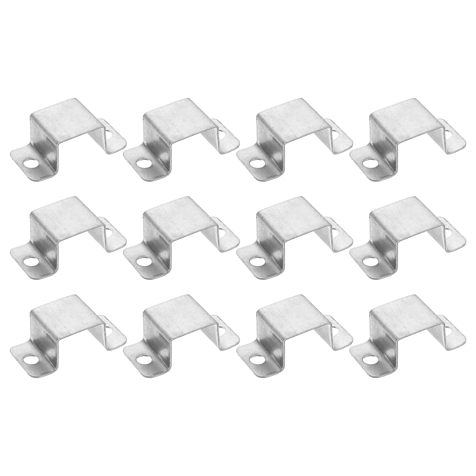 sourcing map 12Pcs 42x32 mm U Shaped Connector Bracket, Square Tube Strap Clamp Galvanized Steel Pipe Clamp Wood Deck Fence Post Tie for Water Pipes Stairs Railing Installation, Silver