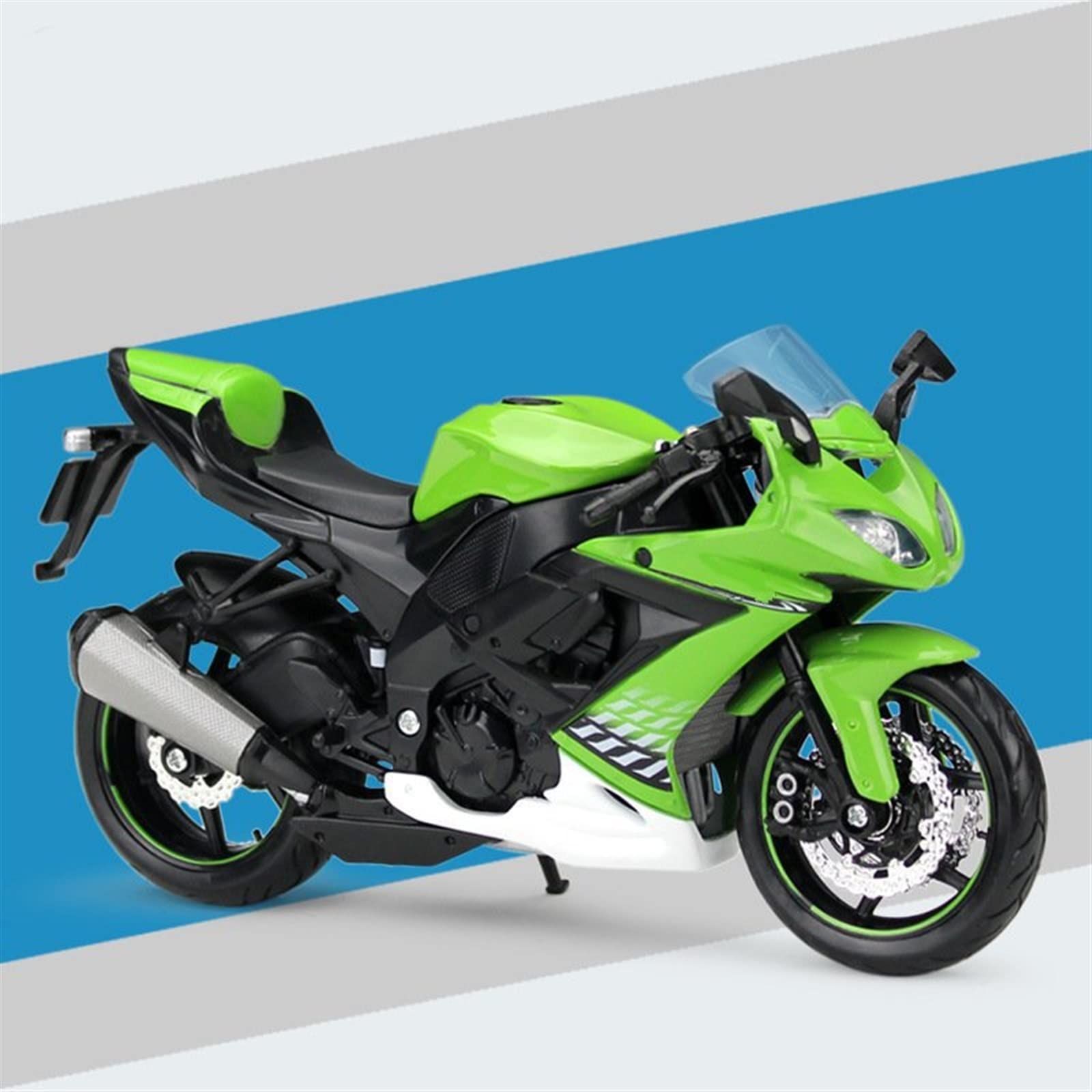 SEYXF Motorbike Toy 1:12 for Kawasaki Ninja ZX 10R Die Cast Vehicles Collectible Hobbies Motorcycle Model Toys(Black- Silver)