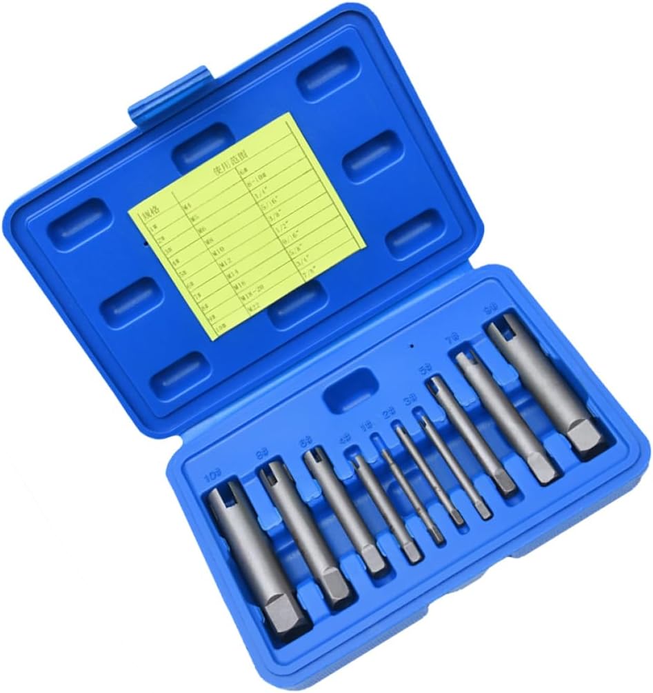 10pcs Durable Screw Extractor Set Broken Tap Removers for Removing Stripped Rusted Screws and Bolts with Storage Box - Random Labels