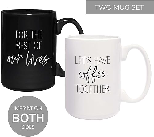 Miniatura 2 de Let's Have Coffee Together For The Rest Of Our Lives - Tazas a juego  2 tazas de cerámica grandes de 15 onzas de color blanco y negro  juego de taza