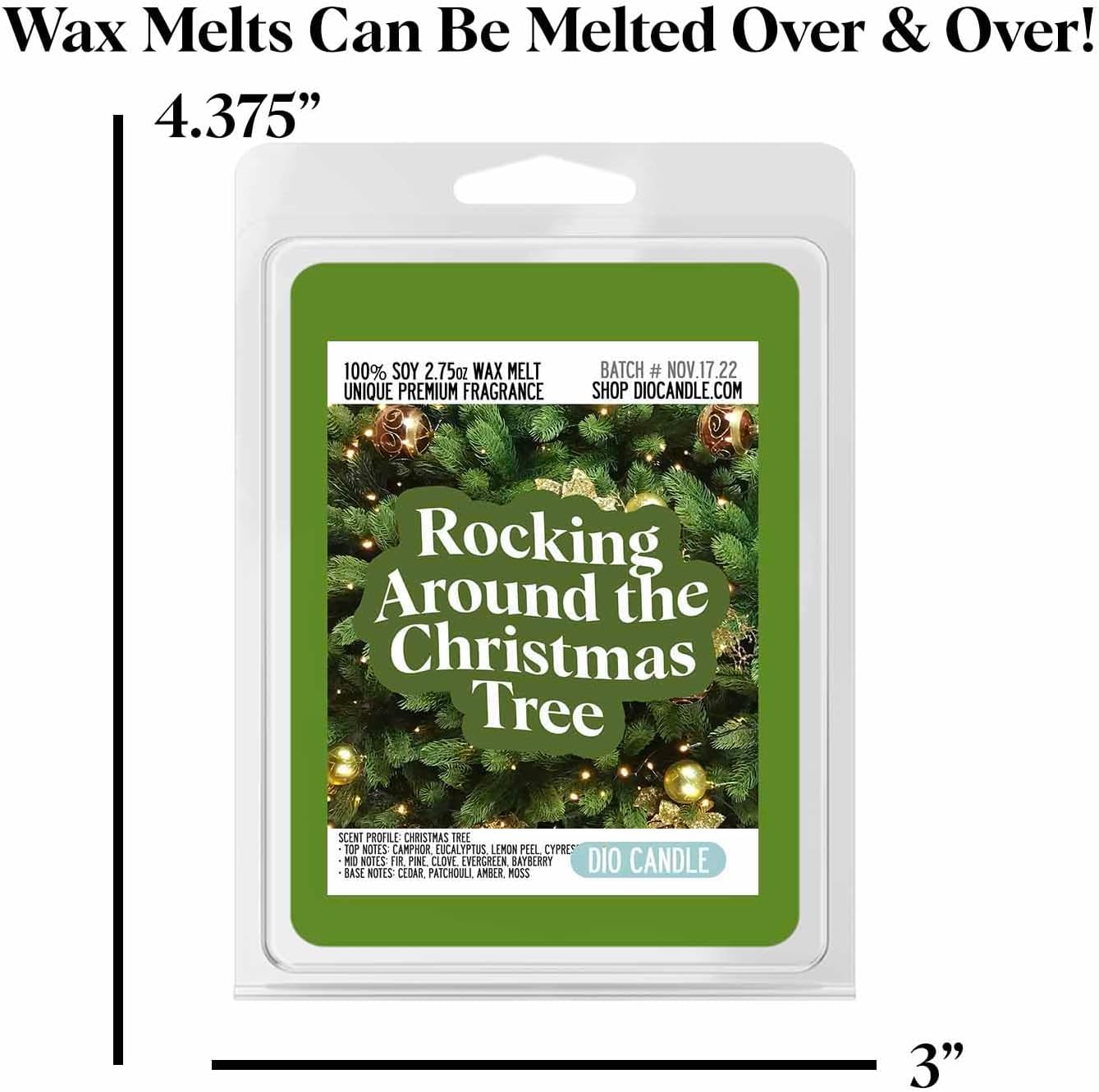 Rocking Around the Christmas Tree Scented Wax Melts - Smells Like a Christmas Tree - 100% Naturally Vegan Soy and Premium Fragrance | Great Gift | Handmade in Denver, Colorado (4 Pack Wax Melts)