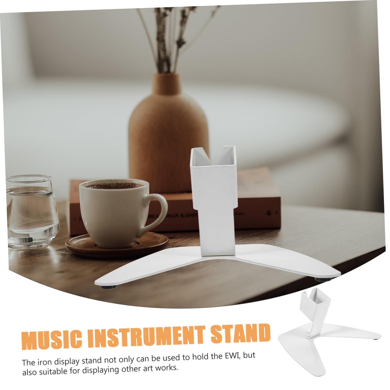 TOYANDONA Supporto per Strumenti Fiato Ferro Bianco per Elettronico | Asta per Esposizione di Art Works, Inserto Interno Morbido, Struttura Stabile per Appoggio Ordinato