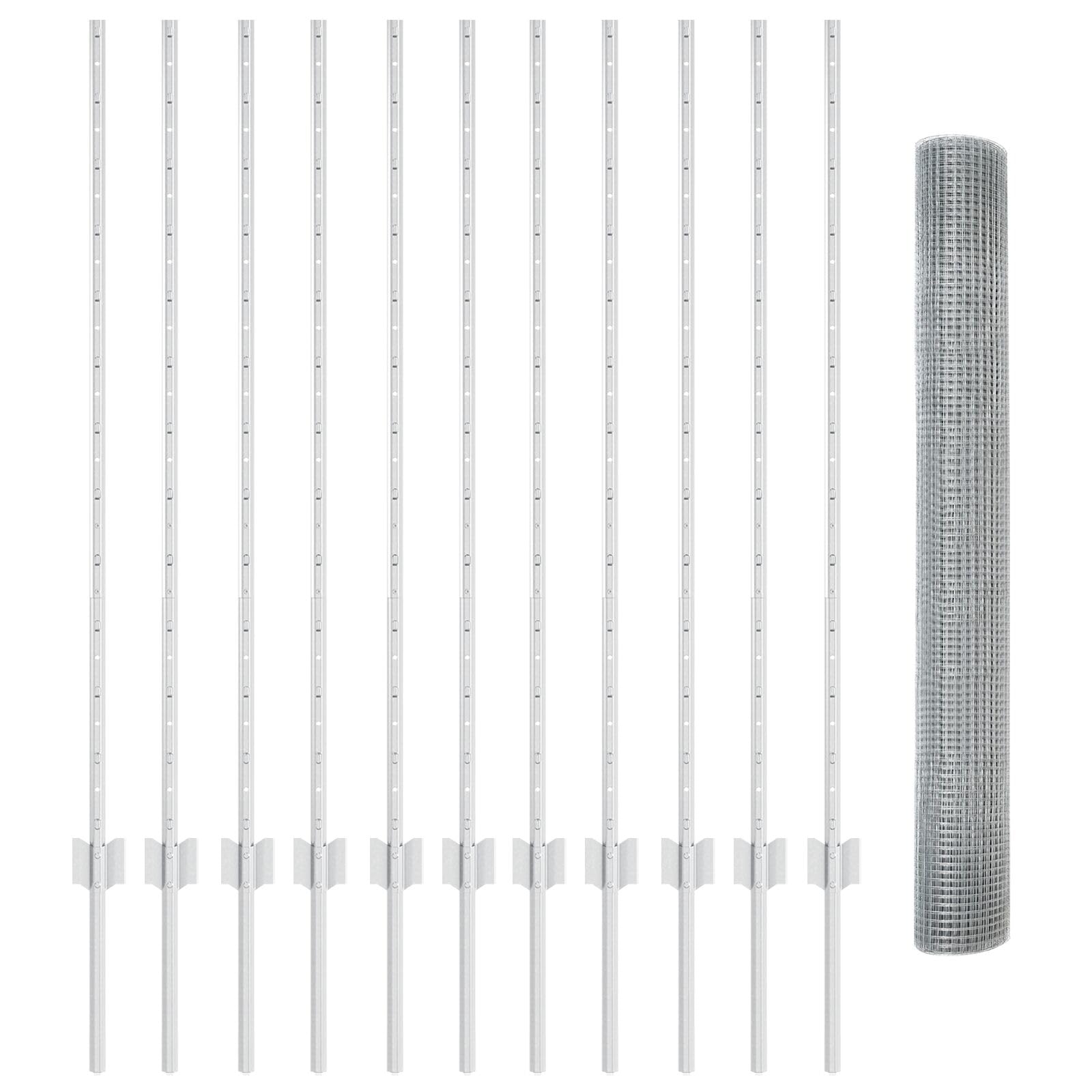 Vidaxl Welded Wire Fence With U-Posts Silver 1.2 X 25 Steel Size 22