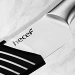 hecef Silver Kitchen Knife Set of 5, Satin Finish Blade with Hollow Handle, Includes 8" Chef, 8" Bread, 8" Santoku, 5" Utility and 3.5" paring Knife