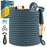 DOKOCCY Non-Expanding Garden Hose 75 ft, Flexible Water Hose with 10 Function Spray Nozzle, Lightweight Hose Pipe, Leak-Proof, Durable, Kink-Resistant, 3/4 Inch Connector, Portable Storage Strap