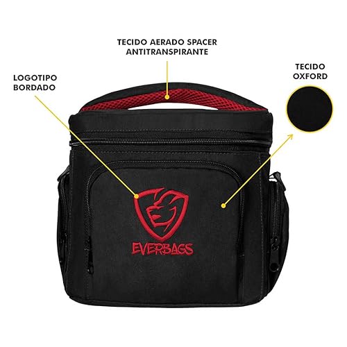 Bolsa Térmica Fitness Master Everbags Preto Vermelho