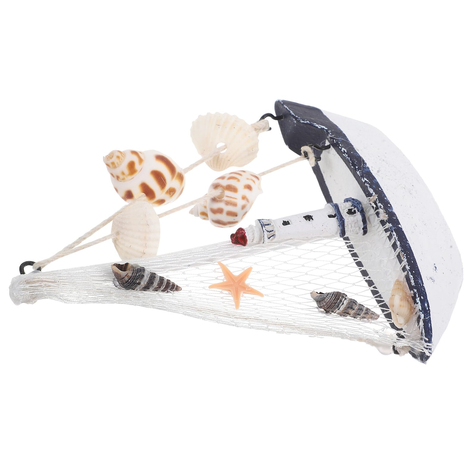 EXAOMBLE 8 Pezzi Barca a Vela in Legno con Conchiglie e Reti Decorazione Marina da Parete per Casa Feste a Tema e Cameretta Mini Barche Ornamentali Costiere