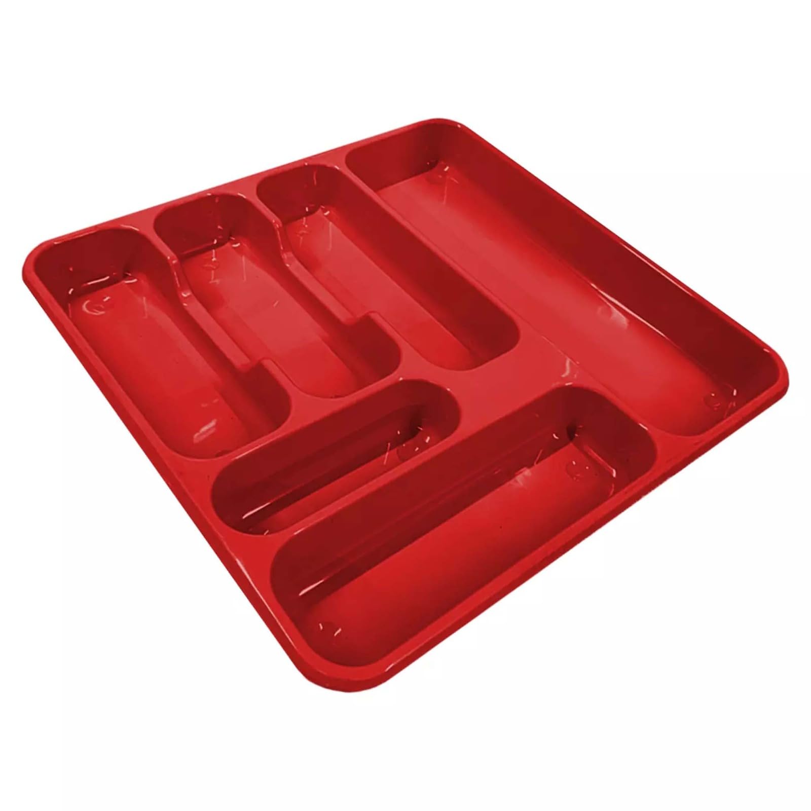 Sdmax Red Kitchen Cutlery Tray Organiser, 6 Compartment Drawer Insert For Forks, Spoons & Knives, Storage Tidy Holder,