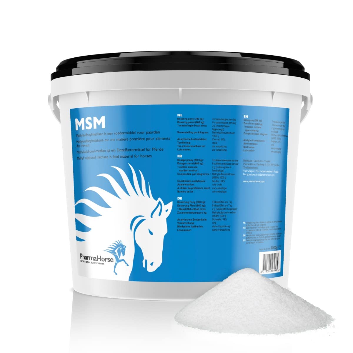 PharmaHorse MSM | qualità per Uso Umano | 100% Senza zuccheri aggiunti | Alto dosaggio | 100% Privo di doping | 3000 Grammi
