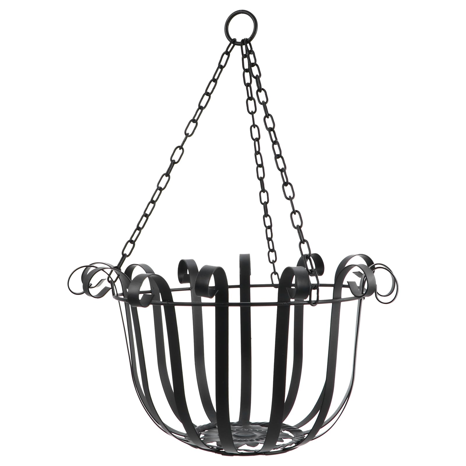DOITOOL Blumenampel Hängeampel Metall Eisen Kunst Hängen Körbe für Anlage Metall Hängenden Pflanzer Hängen Blumentopf für Balkon Veranda Terrasse Schwarz Pflanzenampel