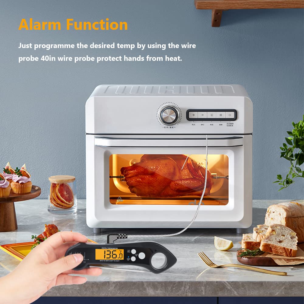 review XSUPER Dual Probe Instant Read Meat Thermometer for Cooking, Waterproof Digital Food Thermometer with Clibration & Backlight, Built-in Magnet, Kitchen Cooking Thermometer for BBQ Grill Smoker Oil Fry