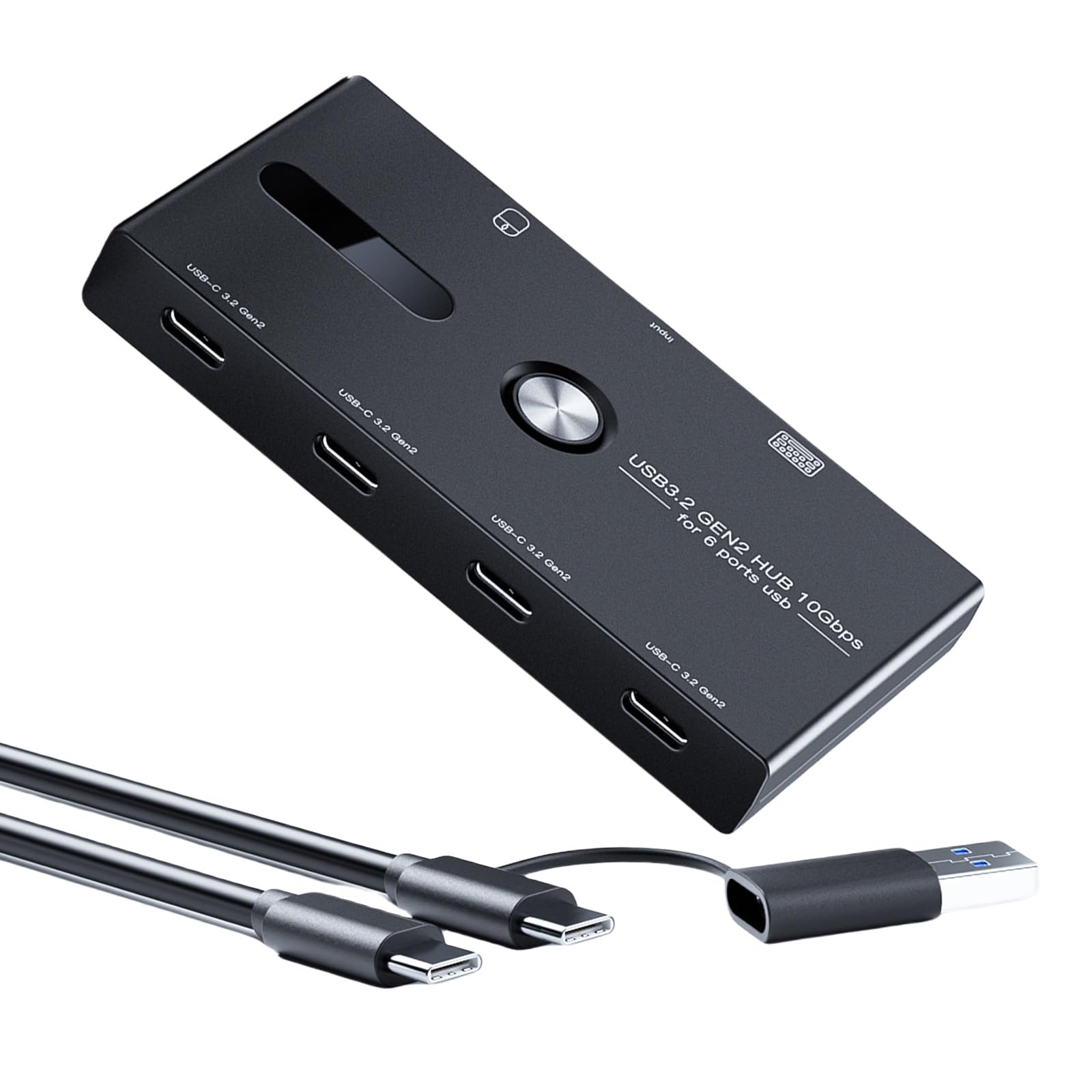 Adaptateur USB de type C 6 ports pour transfert de données et connexion de périphériques de clavier, répartiteur USB à plusieurs ports