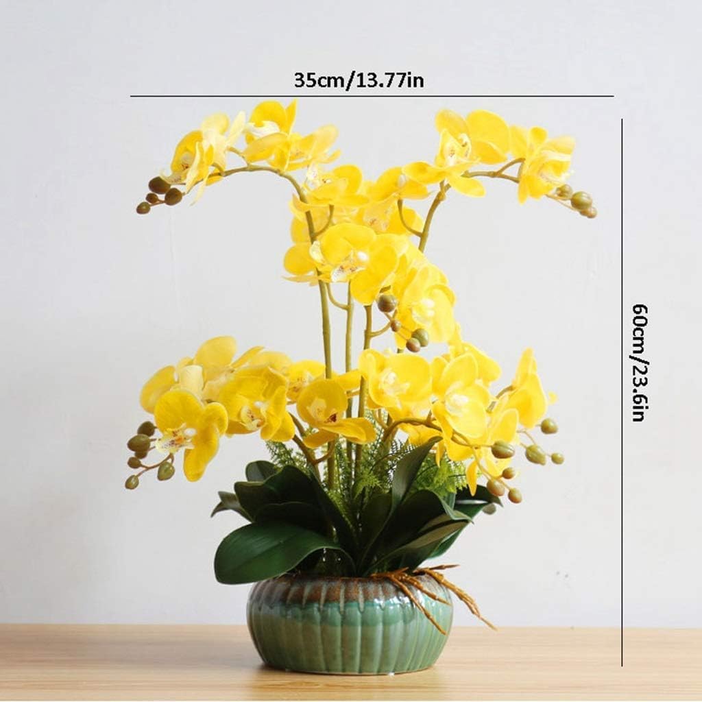 Orquídeas Artificiales con Maceta De Cerámica, Flores Artificiales De Seda, Flores Artificiales De Phalaenopsis De 23,6 Pulgadas, Orquídea Artificial, Flores Falsas,