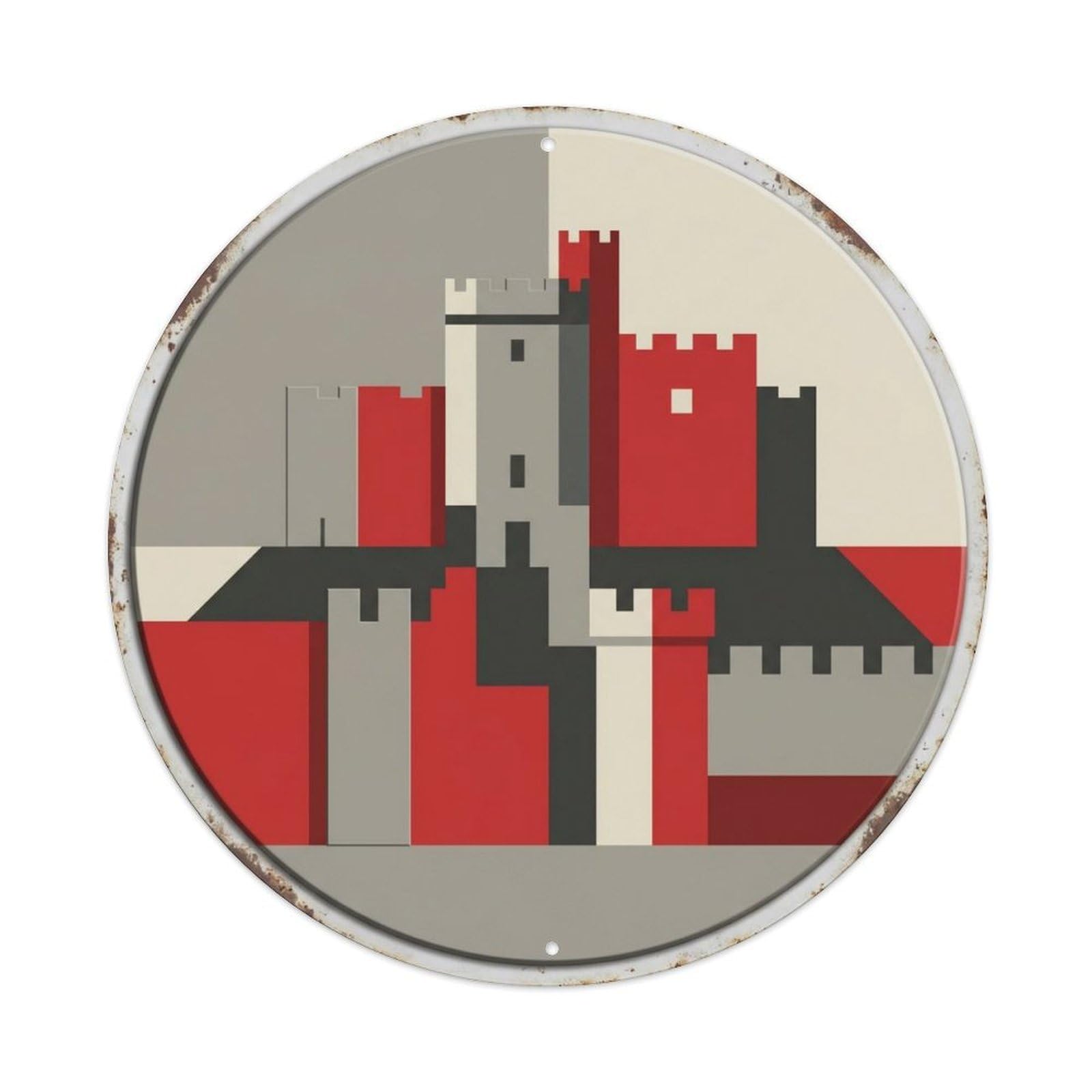 Cardiff Layered Castle Travel Metal Tin Sign Plaque Wall Decor for Cafe, Club Bar, Office, Home Garden Round Metal Poster 8x8Inch
