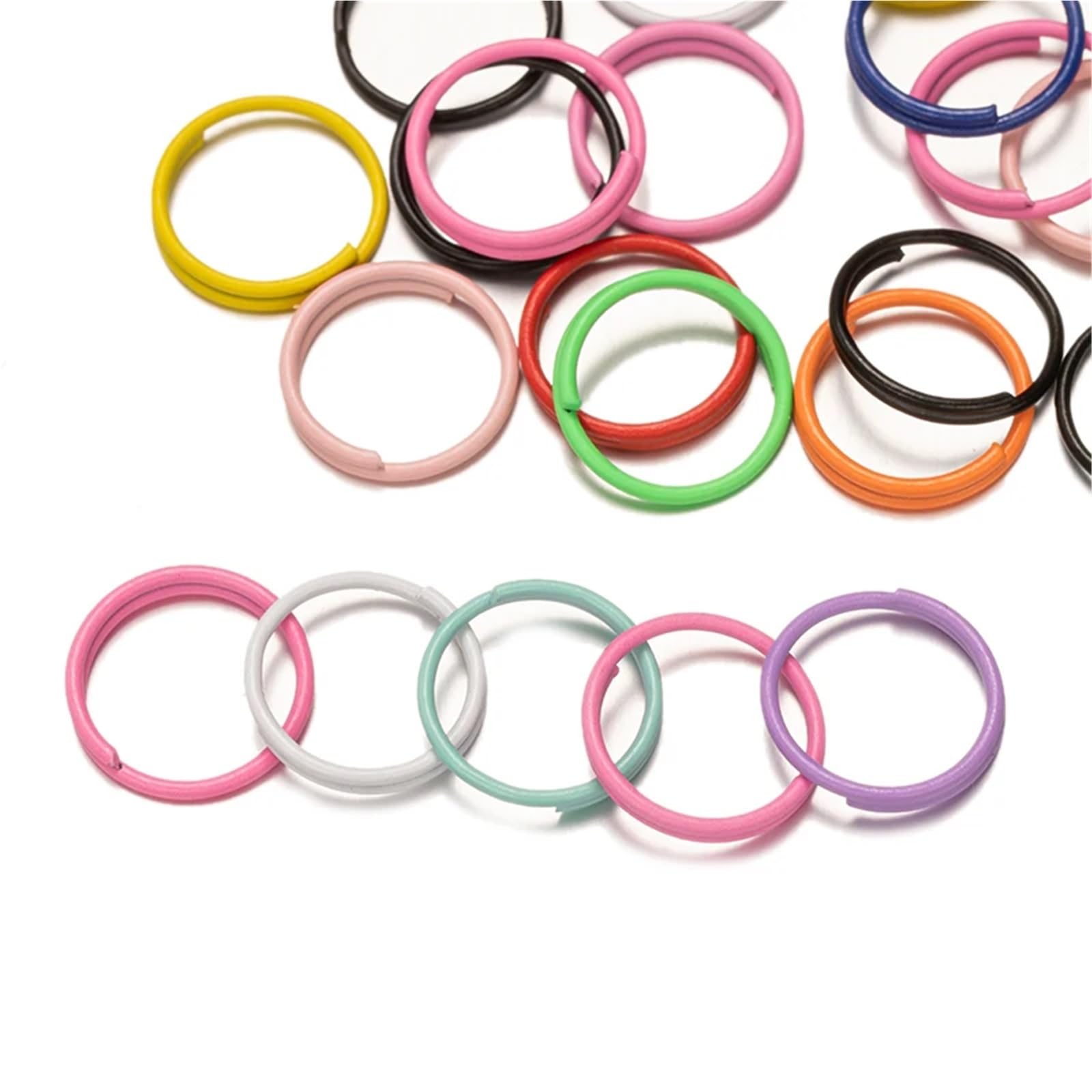 Farbige Binderinge zur Schmuckherstellung, 2000 Stück, 8/10 mm, bunte Metall-Binderinge, Doppelschlaufen, Schlüsselanhänger, Verbindungsstück für DIY-Schmuckherstellung, Zubehör (0,7 x 10 mm)