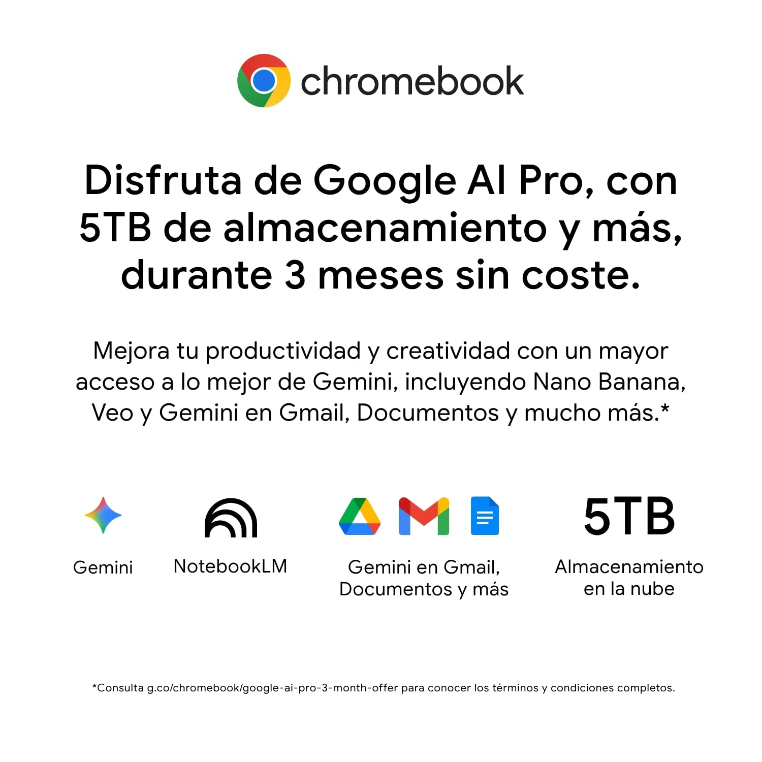 Acer Chromebook 315 CB315-8H - Ordenador Portátil 15,6" FullHD (MediaTek Kompanio 540, 4GB RAM, e-MMC 64, ChromeOS) Plata, QWERTY + 3 Meses de Google AI Pro con Gemini Pro y 5TB de Almacenamiento